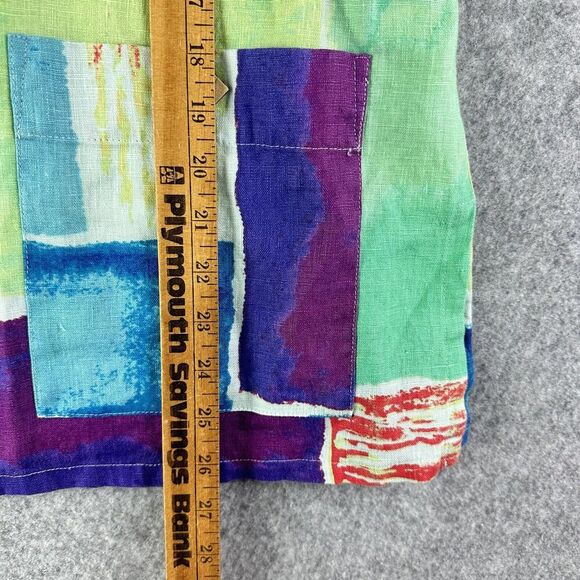 Ali Miles Linen Tunic Top Womens S Colorful Artsy Modern Watercolor Pockets - Picture 12 of 15